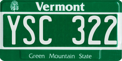 VT license plate YSC322