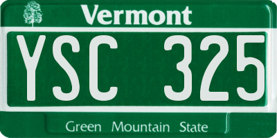 VT license plate YSC325