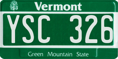 VT license plate YSC326