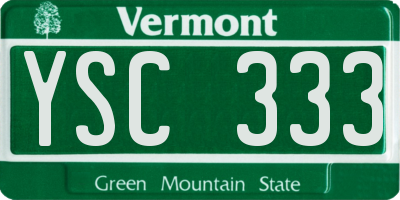 VT license plate YSC333