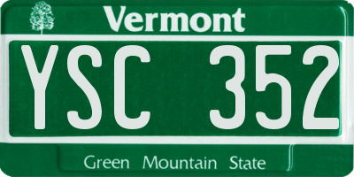 VT license plate YSC352