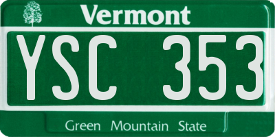 VT license plate YSC353