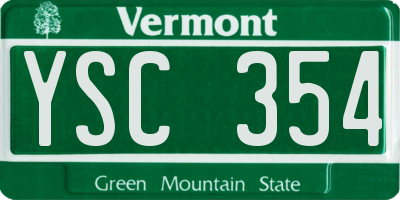 VT license plate YSC354