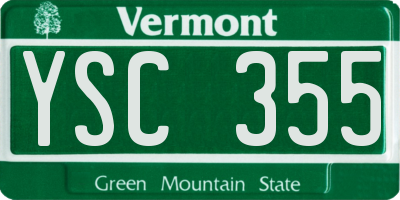 VT license plate YSC355