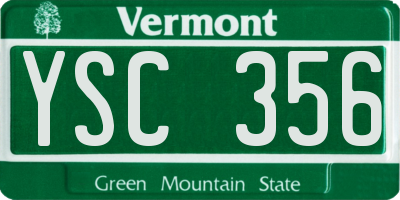 VT license plate YSC356