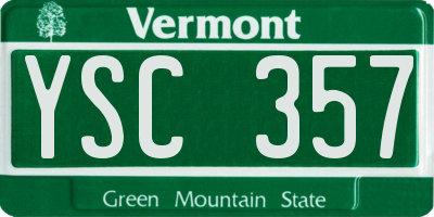 VT license plate YSC357