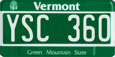 VT license plate YSC360