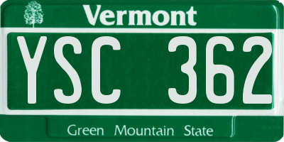 VT license plate YSC362