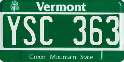 VT license plate YSC363