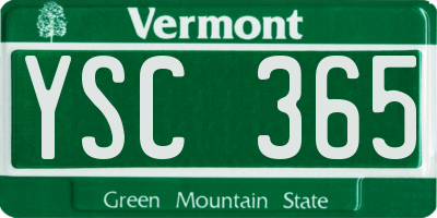 VT license plate YSC365