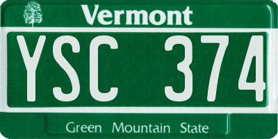 VT license plate YSC374
