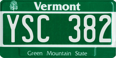 VT license plate YSC382