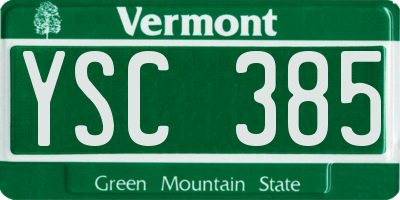 VT license plate YSC385