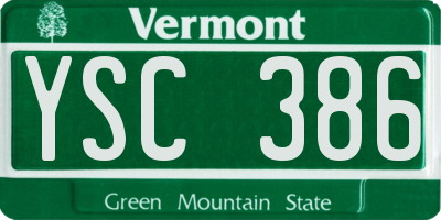 VT license plate YSC386