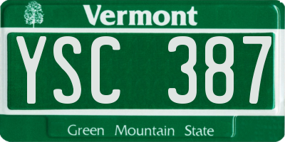 VT license plate YSC387