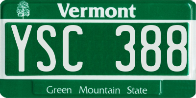 VT license plate YSC388