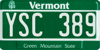 VT license plate YSC389