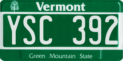 VT license plate YSC392