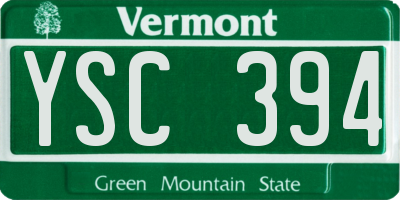 VT license plate YSC394