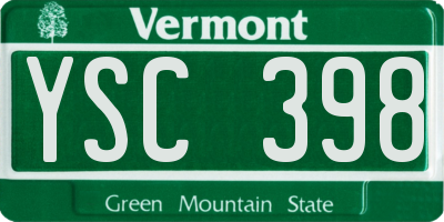 VT license plate YSC398