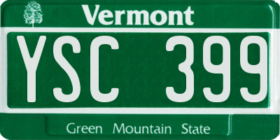 VT license plate YSC399