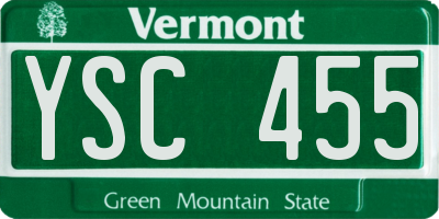 VT license plate YSC455