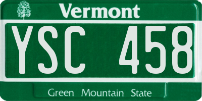 VT license plate YSC458