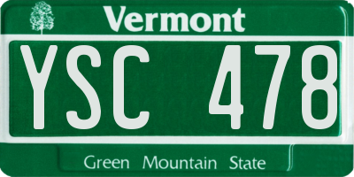 VT license plate YSC478