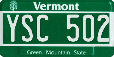 VT license plate YSC502