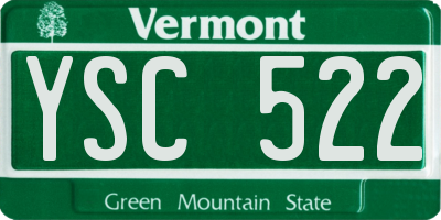 VT license plate YSC522