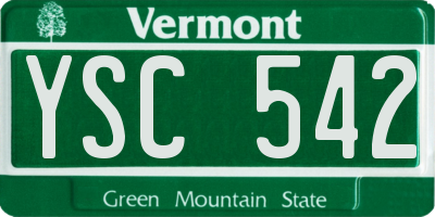 VT license plate YSC542