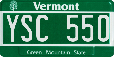 VT license plate YSC550