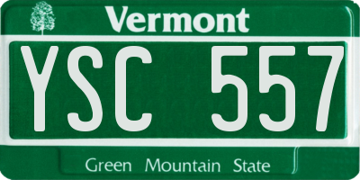 VT license plate YSC557
