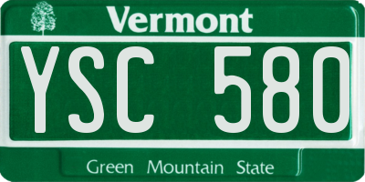 VT license plate YSC580