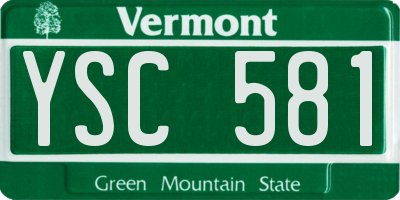 VT license plate YSC581
