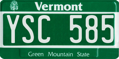 VT license plate YSC585