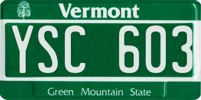 VT license plate YSC603