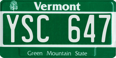 VT license plate YSC647