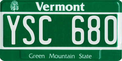 VT license plate YSC680