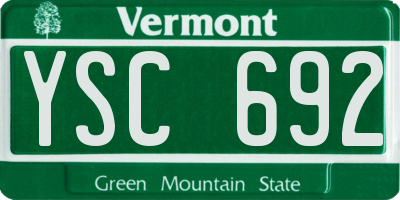 VT license plate YSC692
