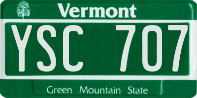 VT license plate YSC707