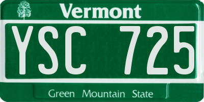 VT license plate YSC725