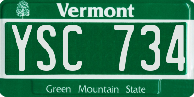 VT license plate YSC734
