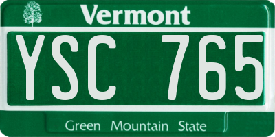 VT license plate YSC765