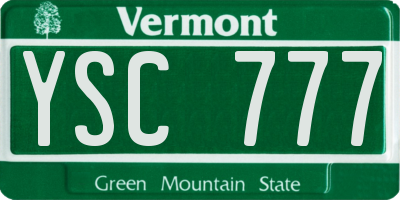 VT license plate YSC777