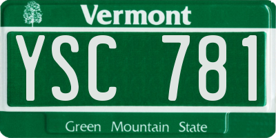 VT license plate YSC781