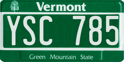 VT license plate YSC785
