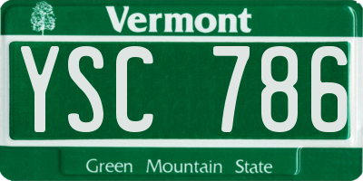 VT license plate YSC786