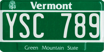 VT license plate YSC789