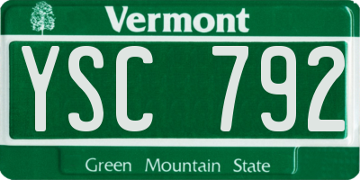 VT license plate YSC792